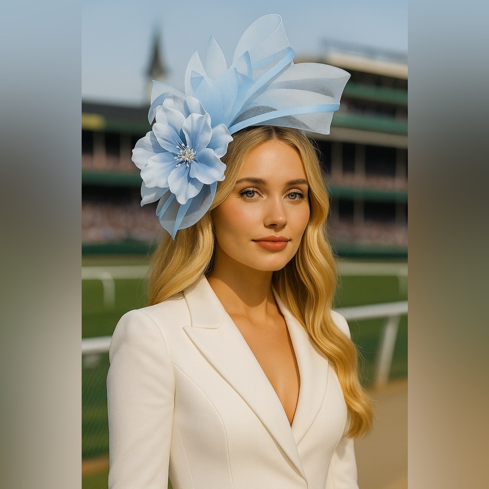Kentucky Derby Hat Fascinator Elegant Oversized Organza Floral Tea Party Hat